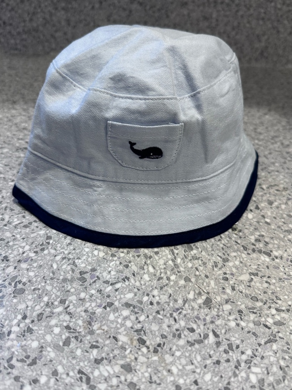 Janie and Jack Light Blue Bucket Hat with Navy Trim and Anchor Liner